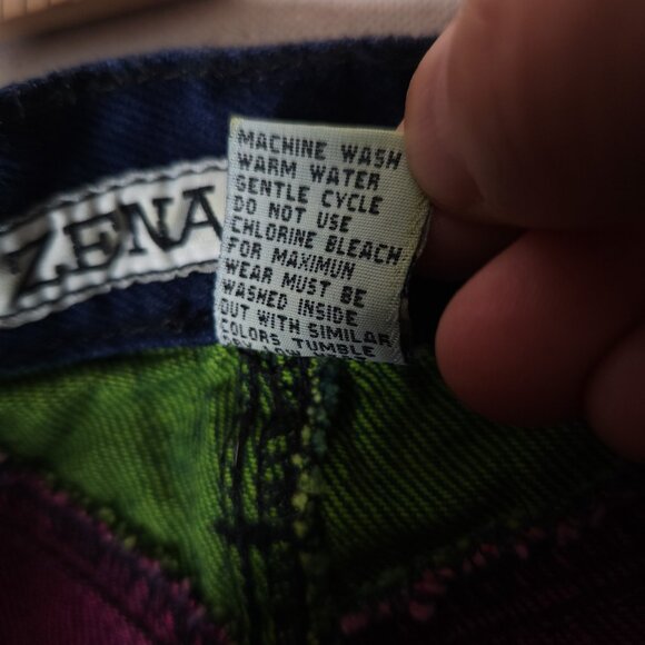 Zena Blue Jeans Colorblock Womens 13 Blue Purple Green Retro 80s 90s FLAW - Picture 11 of 14